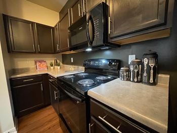 Contemporary kitchen space with energy star rated appliances